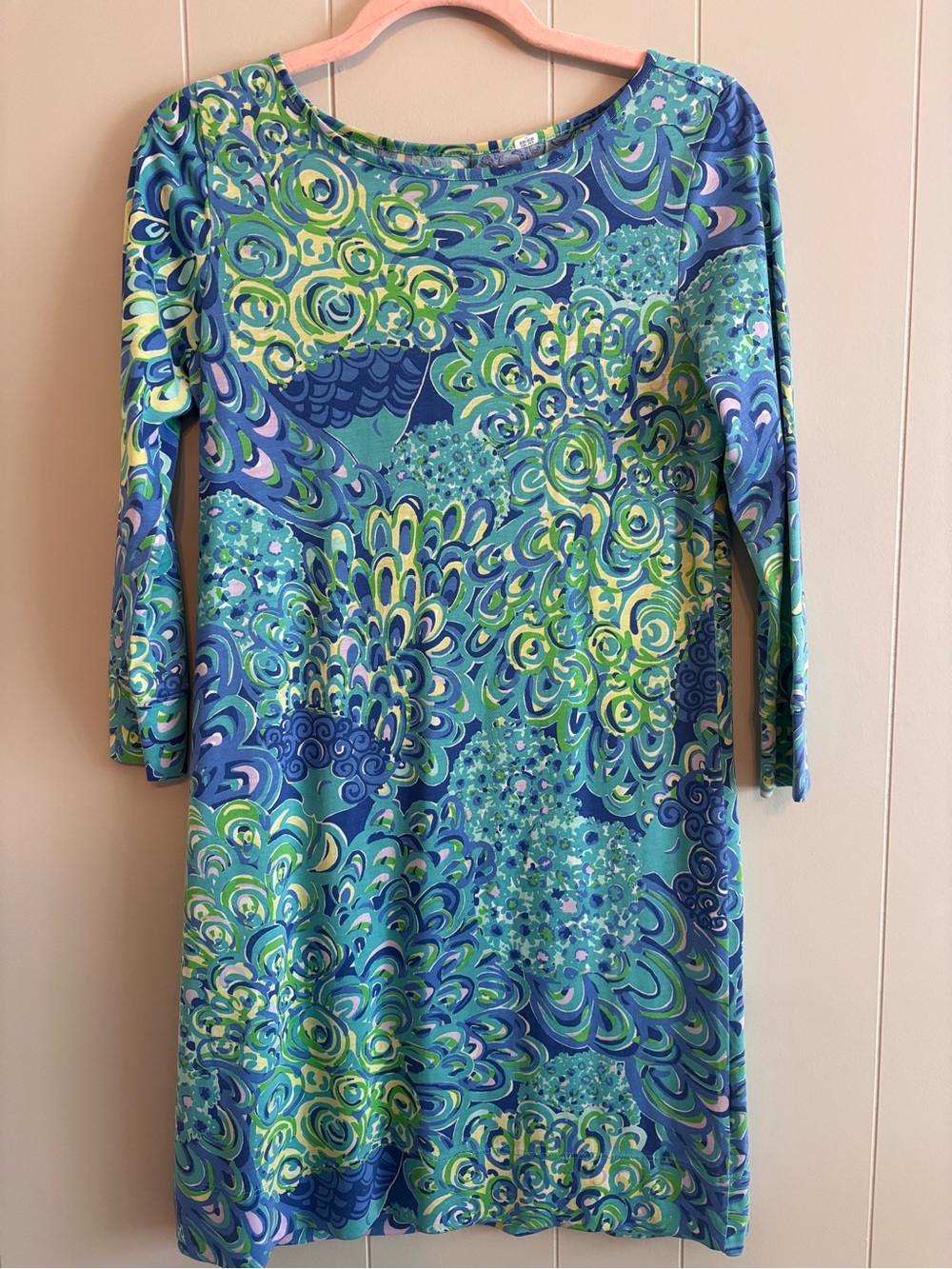 Lilly Pulitzer Teal, Blue and Green Swirl Print dress